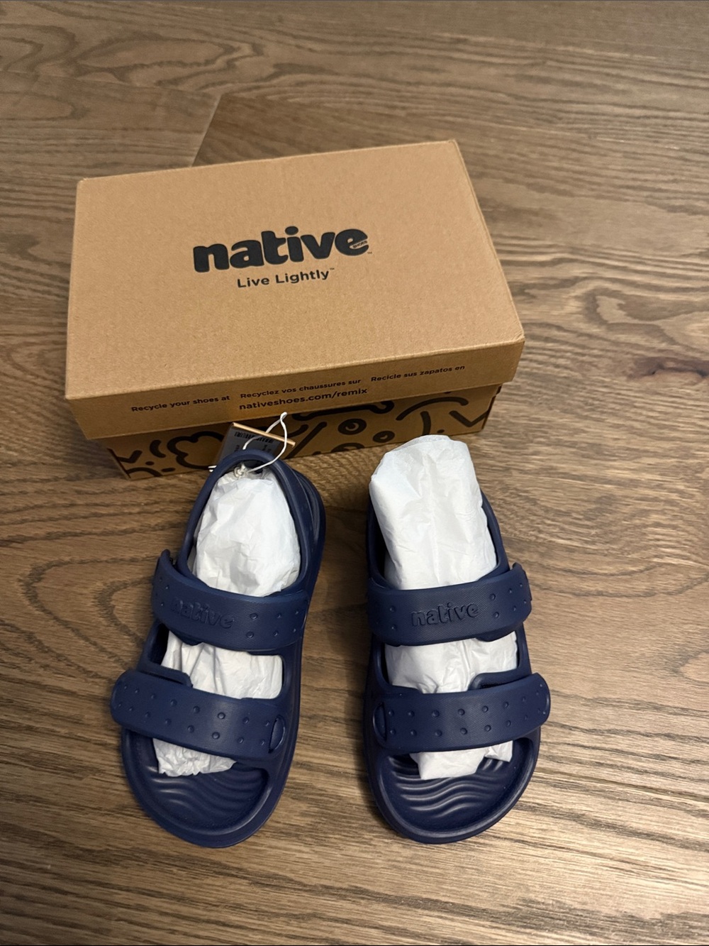 Native Kids Navy Double-Strap Sandals